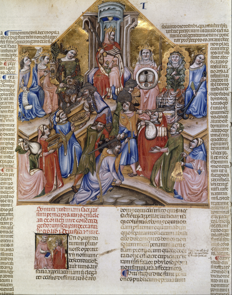 Emperor Justinian surrounded by six virtues.
